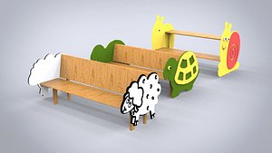 Childrens wooden benches Animals