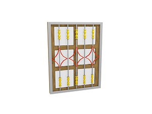 3D curved steel wooden window model