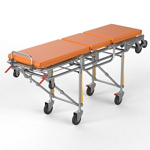 Trolley emergency wheeled hospital bed 3D model