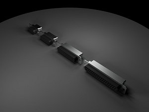 3d model d-sub female crimp