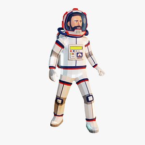 Stylized low-poly astronaut in a spacesuit