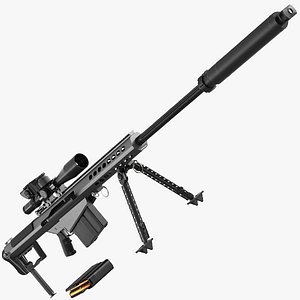 3D Barrett M107A1 Sniper Rifle model