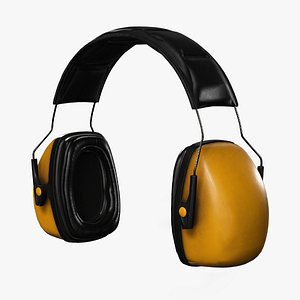 Yellow Industrial Earmuffs - Game Ready 3D model