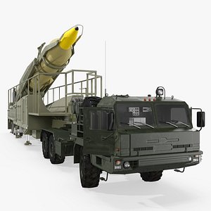 Ballistic Missile on TEL Trailer with Tractor Hauler Rigged for Maya