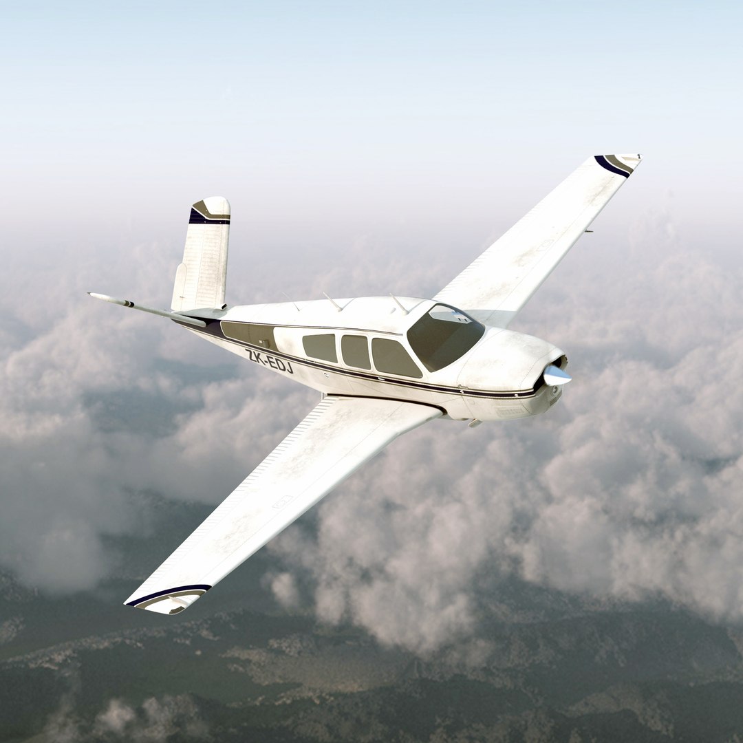 Civil Utility Aircraft Beechcraft Bonanza S35 V Tail Rigged 2 3D Model 3D model preview