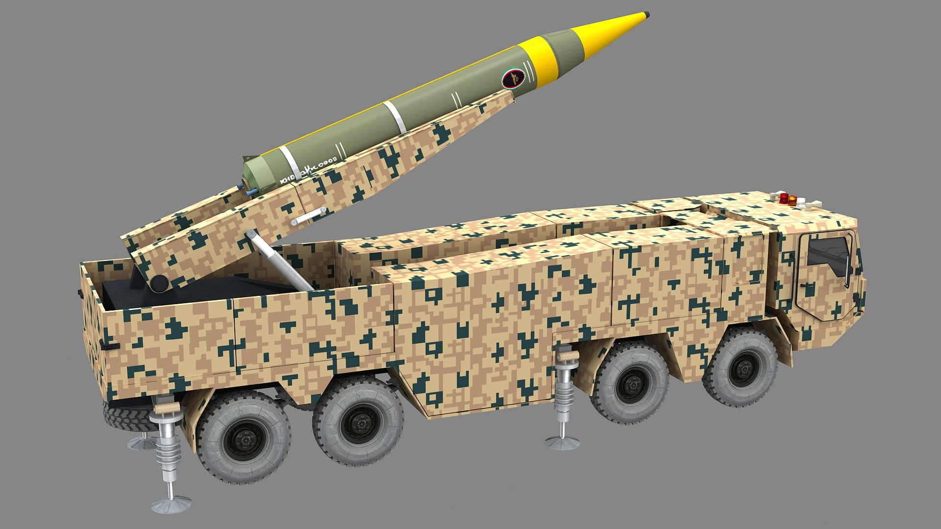 3D Khorramshahr Kheibar Missile Launcher Vehicle https://p.turbosquid.com/ts-thumb/r0/kPhY1B/S6/khorramshahrkheibarlauncher_010009/jpg/1765254910/1920x1080/fit_q87/7cda61d5b9ffdb6aaa97173386ccd210ee2980b3/khorramshahrkheibarlauncher_010009.jpg