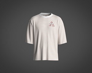 Mens t-shirt with texture fabric and graphics 3D model