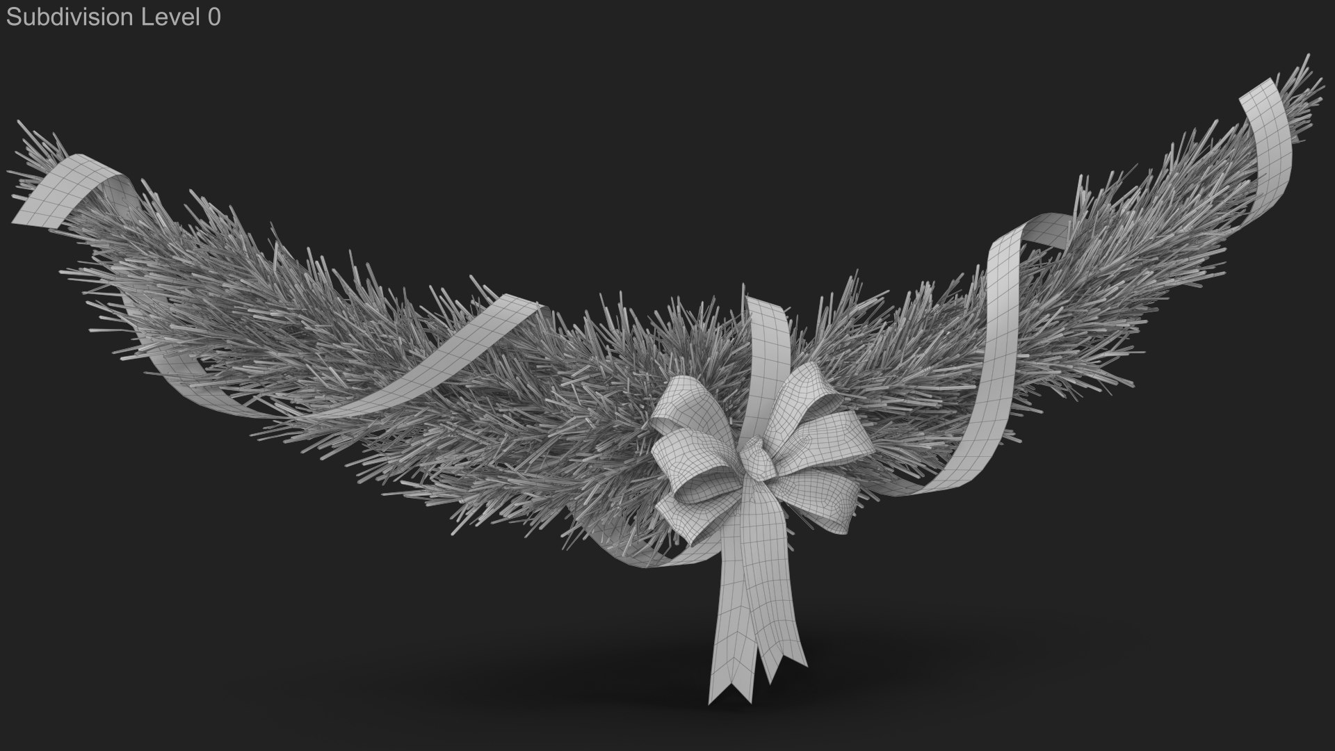 3D Christmas Garland V 5 With Gold Bow And Ribbon - TurboSquid 1820008