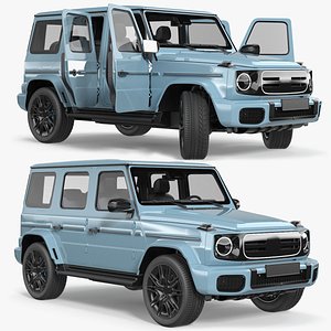 Blue Luxury Electric Off Road SUV Rigged for Maya 3D model