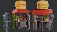 Hamburguer Street Cart Diorama Pack