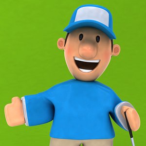 3D fun golfer ! rigged biped model