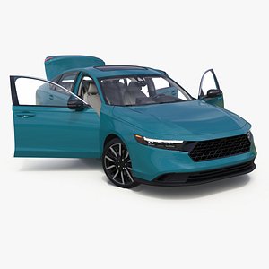 Modern Sedan Turquoise Rigged 3D model