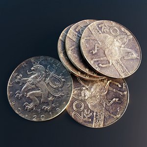 3D Coin Czech crowns model