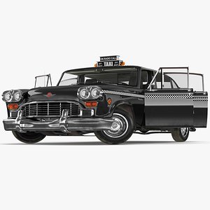 Checker Marathon Taxi Cab Vintage Rigged for Cinema 4D 3D model