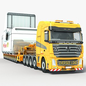 3D Truck Heavy Haulage Load Turbine