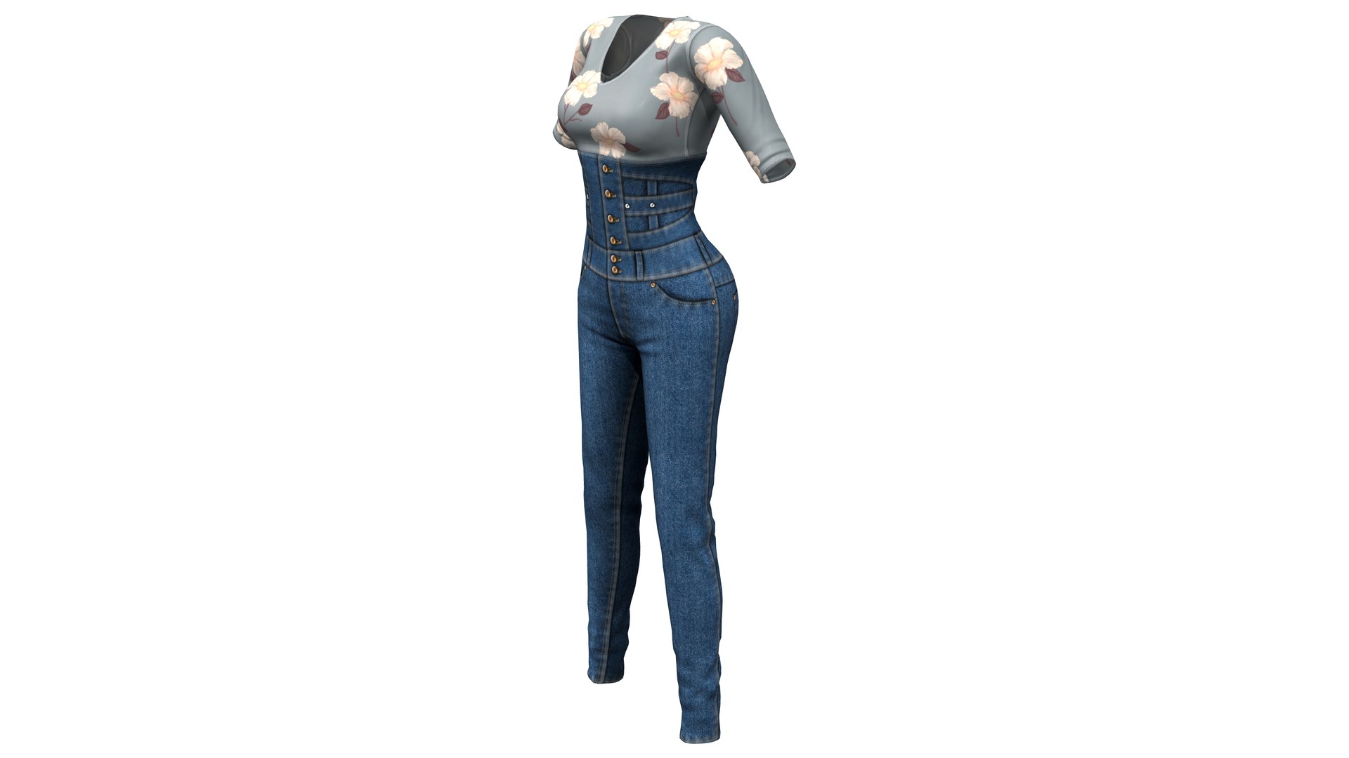 3D Denim Jumpsuit Model - TurboSquid 1877847