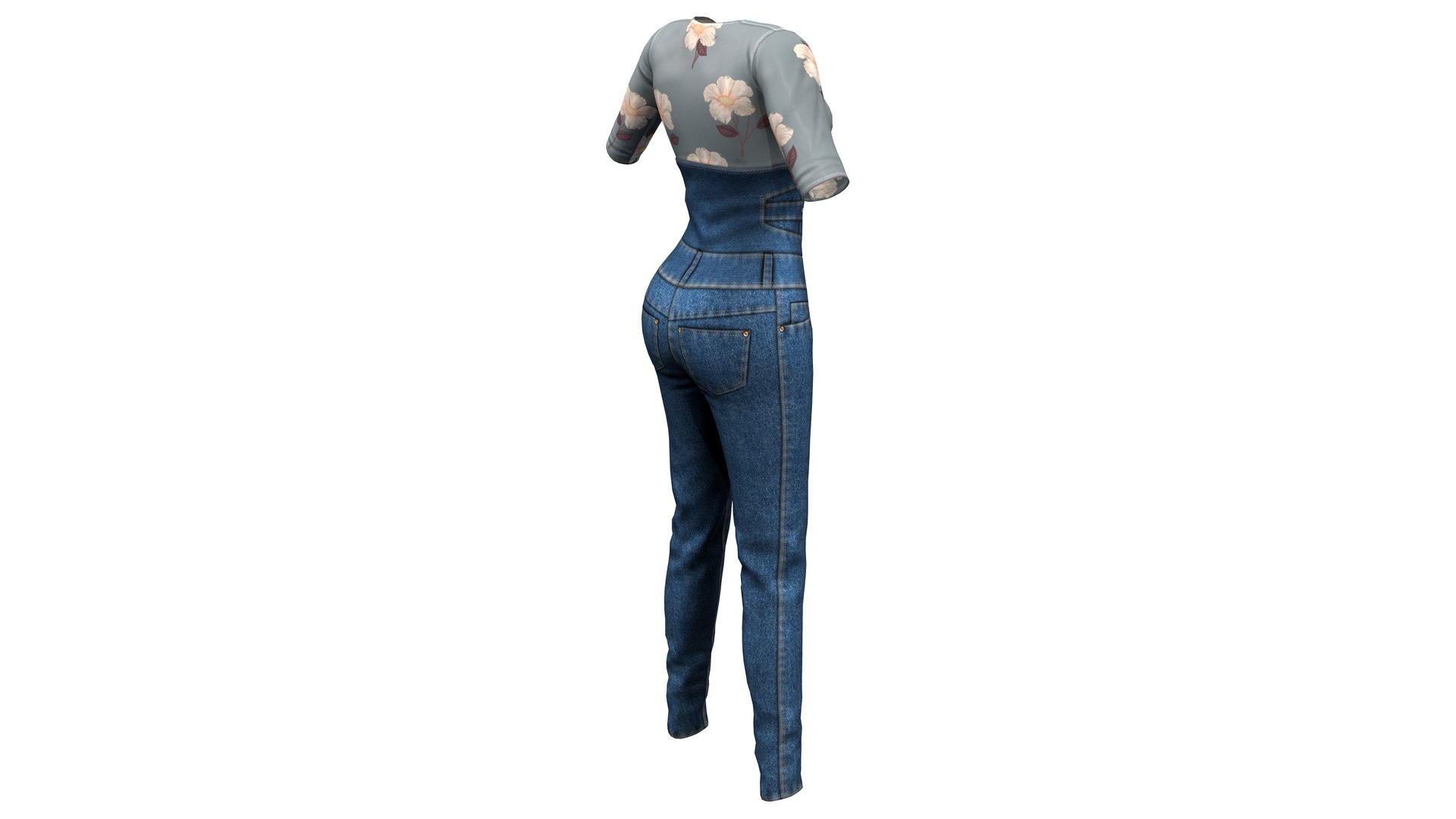 3D Denim Jumpsuit Model - TurboSquid 1877847