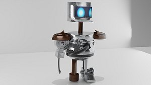 3D Sci-Fi Damage Robot Character Rigged Stylized 3D Model model