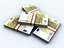 3d set euro coins bills