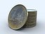3d set euro coins bills