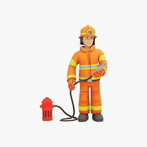 3D Fire Fighter - 3D Model Rigged  Animated model