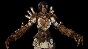 character steampunk girl games 3D model