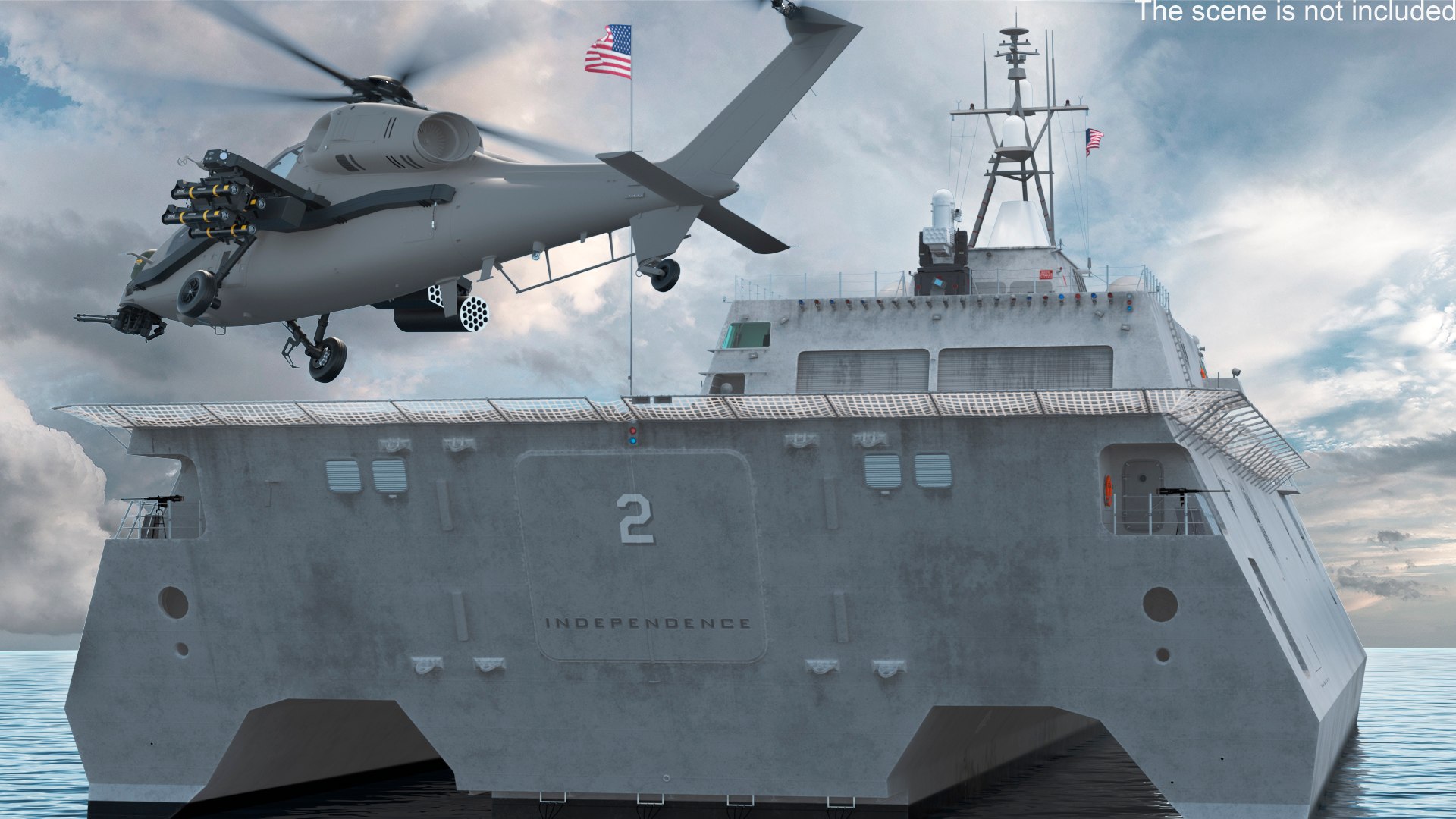 3D model USS Independence LCS 2 with Combat Helicopter Rigged ...