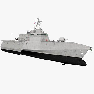 3D model USS Independence LCS 2 with Combat Helicopter Rigged