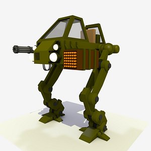 CARTOON 1 MECHA WALKER RIGGED AND ANIMATED