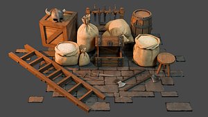 3D model Medieval Burlap Sacks and other Asset
