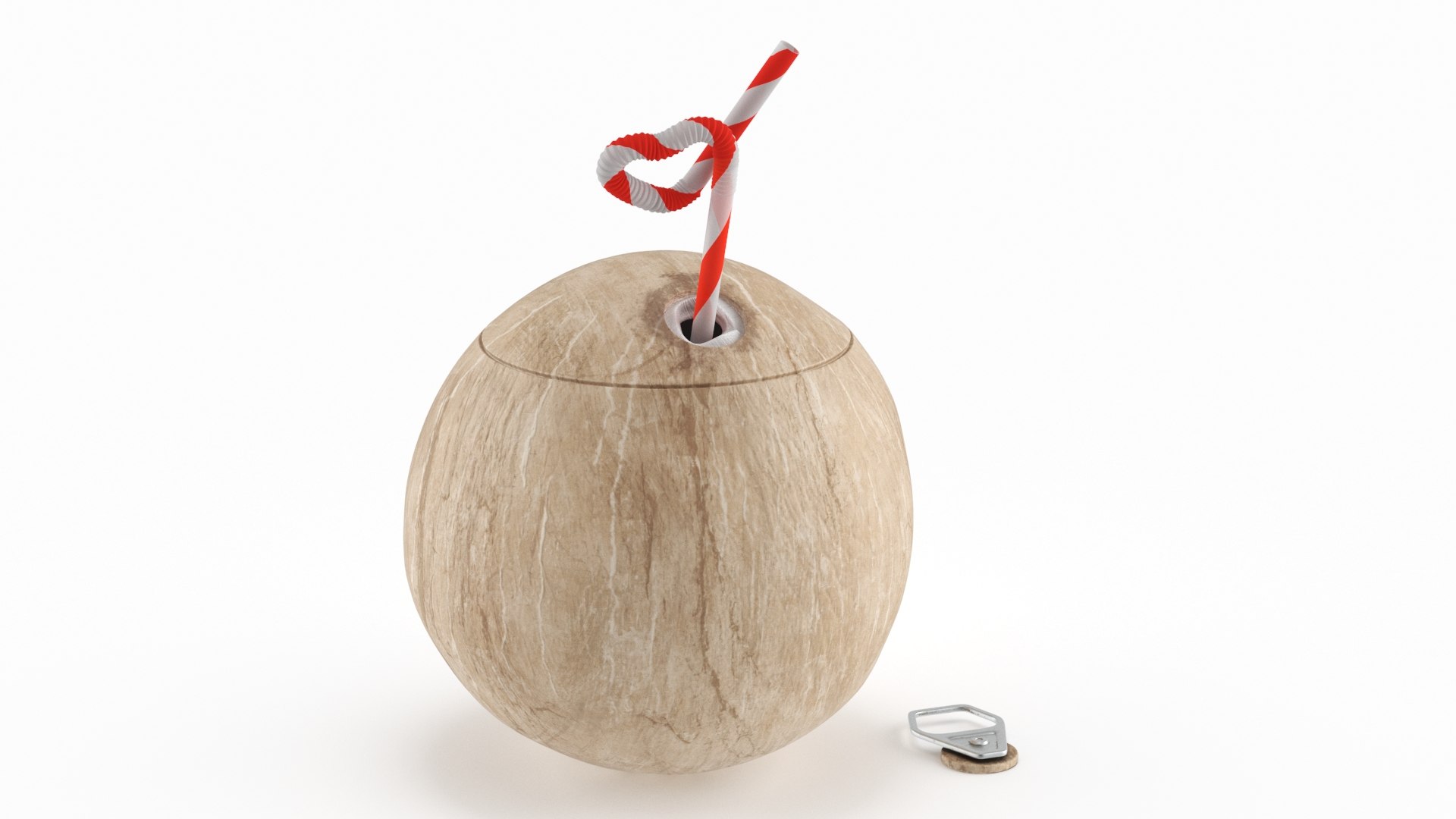 Coconut Drink with Straw 3D model preview