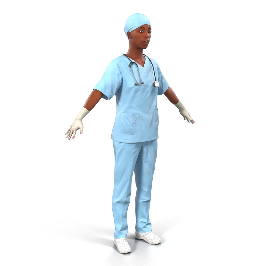 female surgeon african american 3d c4d