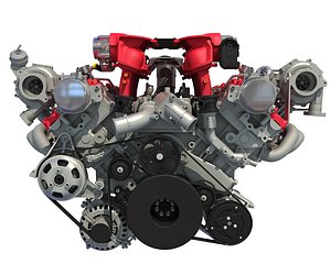 turbocharged v8 engine 3D model