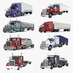 trucks trailers 3D model
