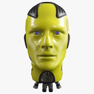 Male Robot Head Yellow 3D model