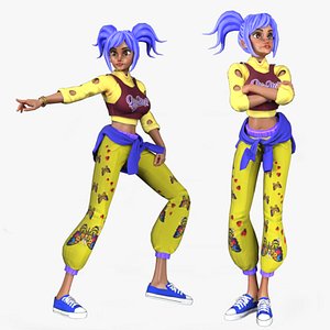 Cartoon 3D Rigged Dancer Girl-Liyla Character Model