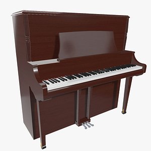 piano upright wood 3d model