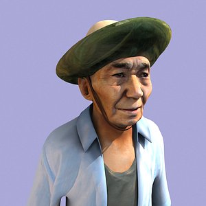 asian old man bee-keeper model