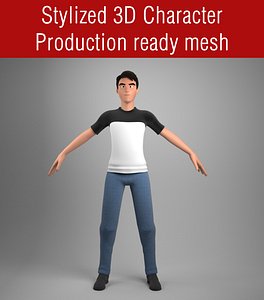 stylized cartoon male 3D model