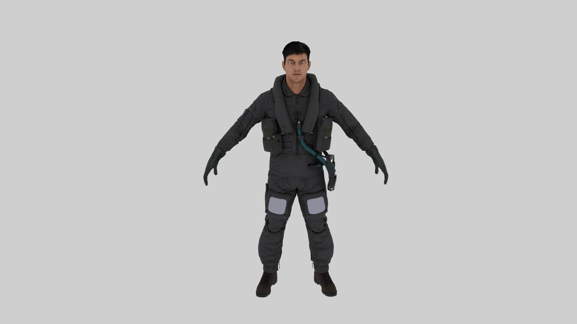 USAF Pilot A-Pose Fur for Cinema 4D 3D model preview