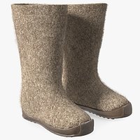 Warm Rustic Felt Boots With Rubber Soles Fur