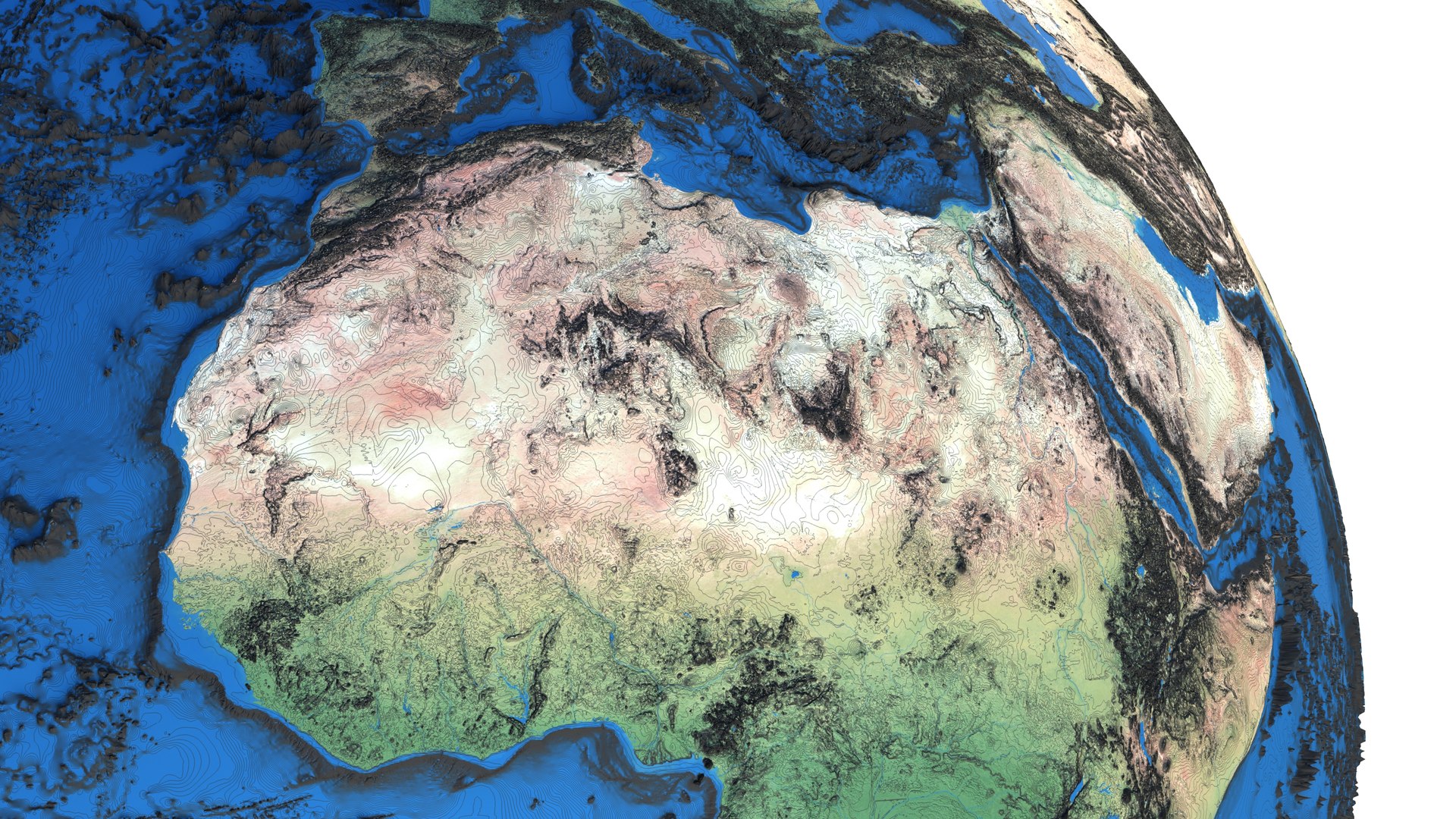 3D Earth Contours Map 3D Globe Model - TurboSquid 2347379
