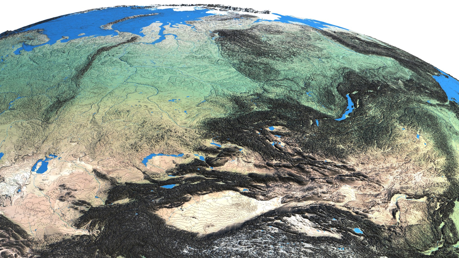 3D Earth Contours Map 3D Globe Model - TurboSquid 2347379