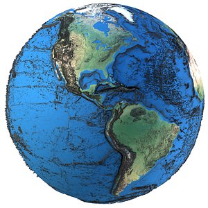 3D Earth Contours Map 3D Globe model