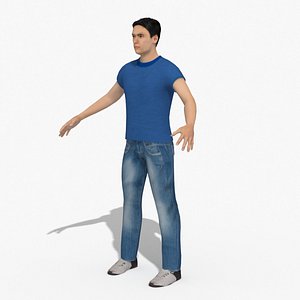 Casual Caucasian Male Man 1 RIGGED 3D
