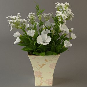 white bouquet 3d 3ds