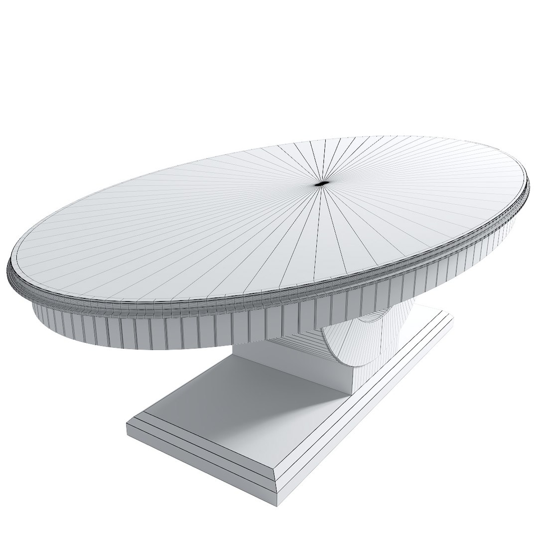 Oval mirrored dining table 3D - TurboSquid 1588674
