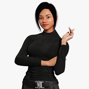 Modern Female 3D Character in Black Outfit model