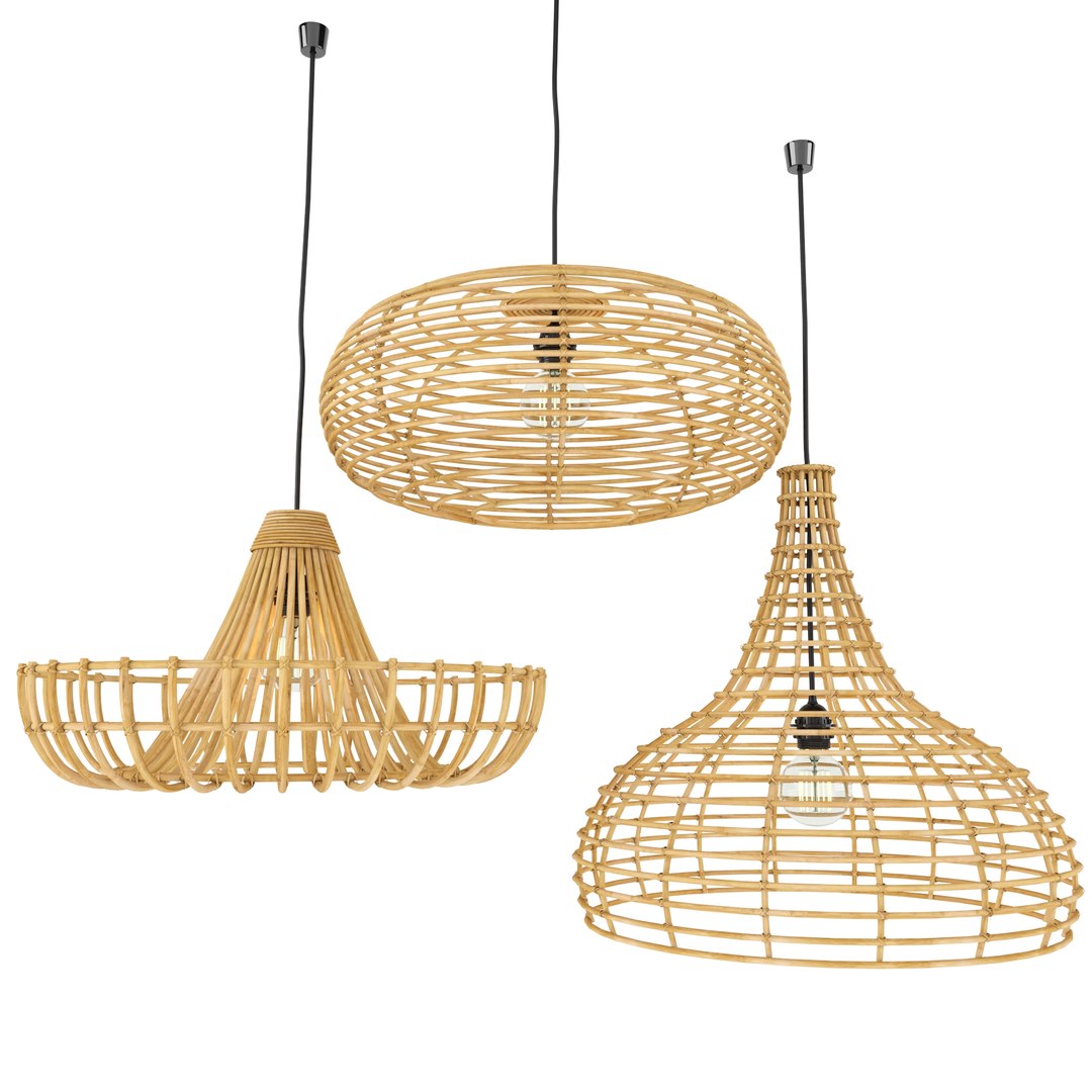 3D rattan lamp set 3 model - TurboSquid 1604859