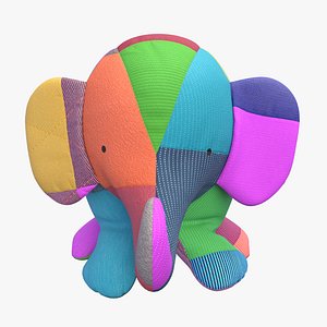 Patchwork Elephant Stuffed Toy 3D